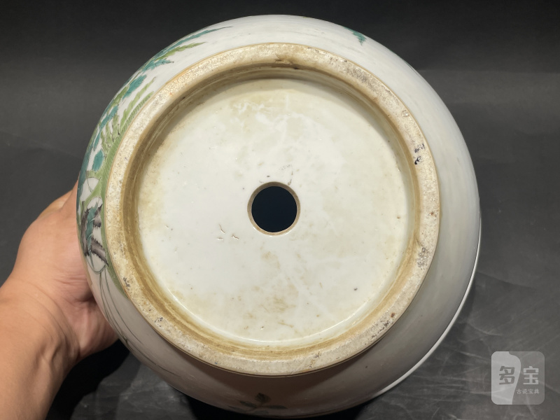 民国 粉彩花卉纹花盆（带托） - 图9